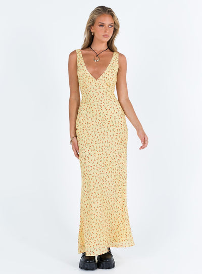 Nellie Maxi Dress Yellow / Red Floral