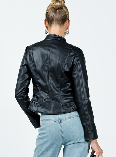 Pottsville Faux Leather Moto Jacket Black