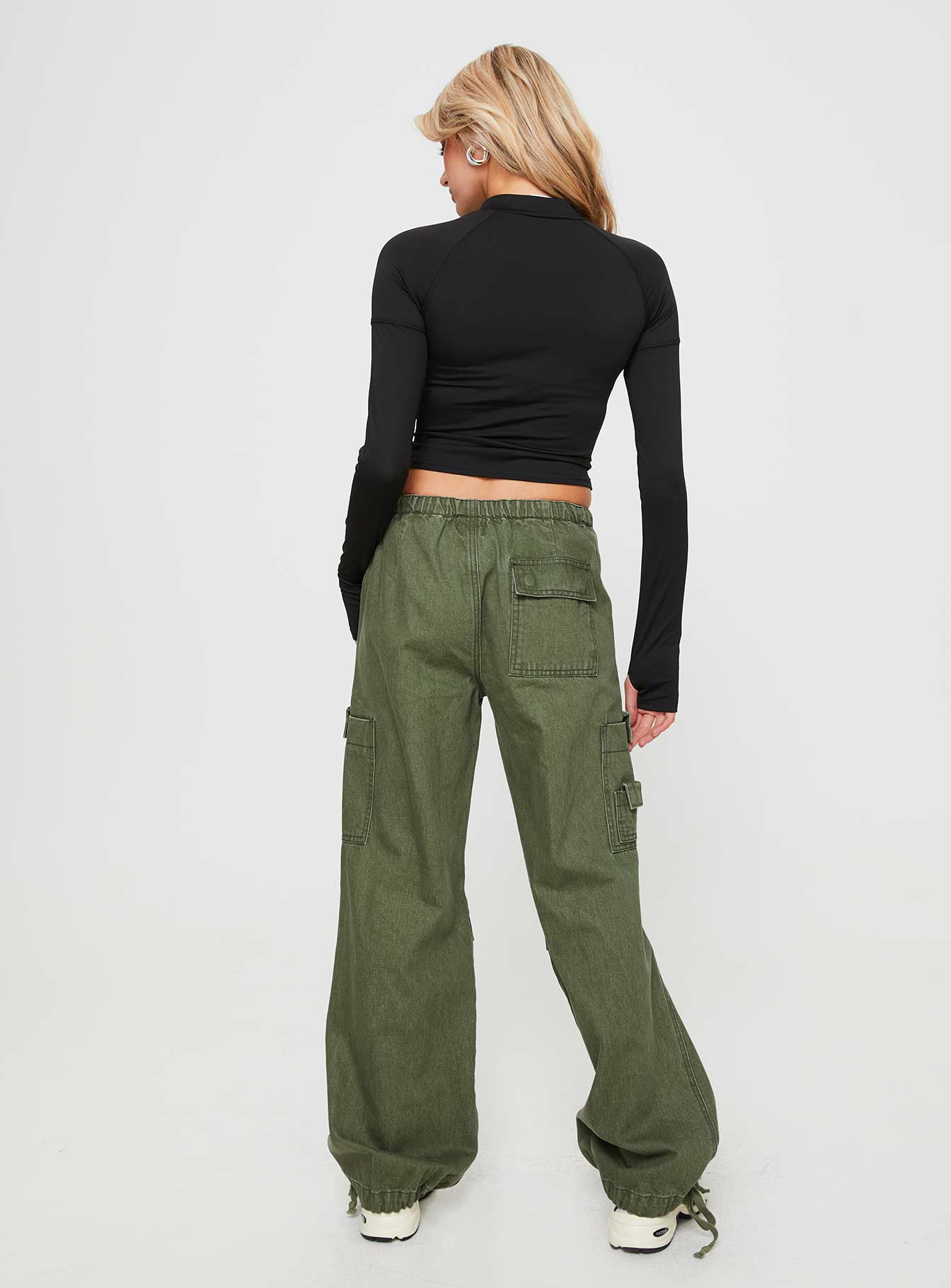 Verlaine Low Rise Cargo Jeans Olive