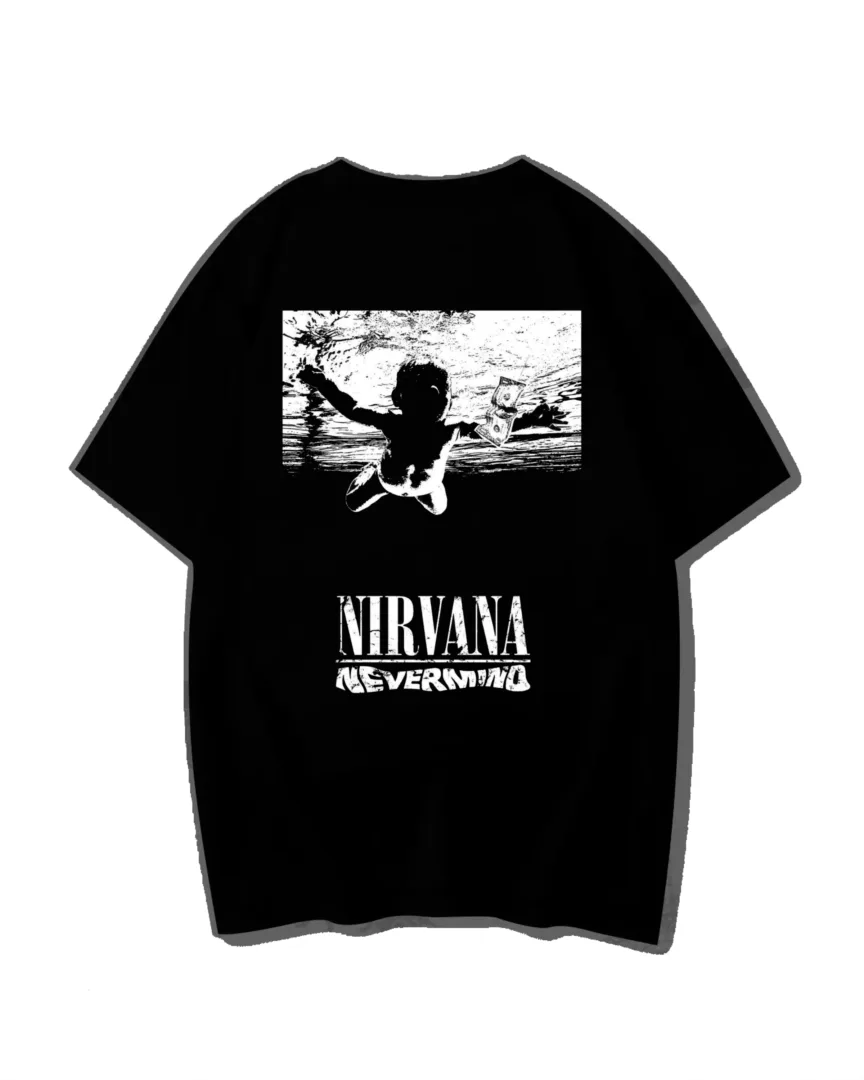 NIRVANA BLACK Back Printed Oversized T-shirt